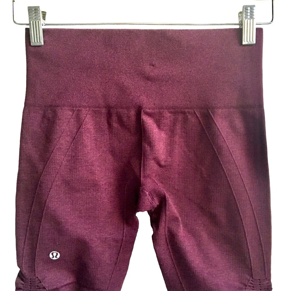 Lululemon The Flow Compression Ruched Crop II Thights Heathered Berry Yum Size 4